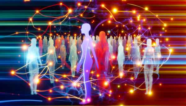 An abstract representation of AI models, featuring neural network graphics and data flow, with a fut