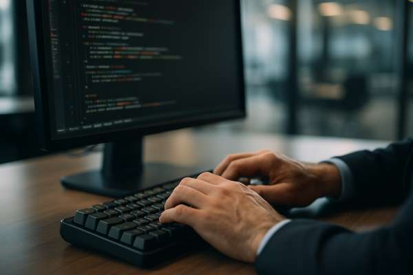 Sviluppatore software che crea una soluzione personalizzata per un business